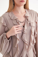 Gray pleated long dress 94665