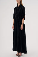 Black Striped Pleated maxi dress 94668