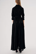 Black Striped Pleated maxi dress 94668