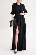 Black Painted Pleated maxi dress 94668