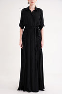 Black Painted Pleated maxi dress 94668