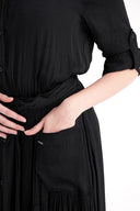 Black Painted Pleated maxi dress 94668