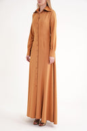 Mustard Long shirt dress fitted at the waist 94674
