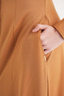 Mustard Long shirt dress fitted at the waist 94674
