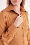 Mustard Long shirt dress fitted at the waist 94674