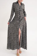 Gray Long shirt dress fitted at the waist 94674