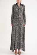 Gray Long shirt dress fitted at the waist 94674