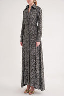 Gray Long shirt dress fitted at the waist 94674