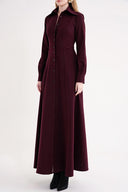 Burgundy Long shirt dress fitted at the waist 94674