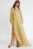 Patterned Hooded side slit detail dress 94678