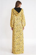 Patterned Hooded side slit detail dress 94678