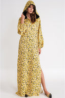 Patterned Hooded side slit detail dress 94678