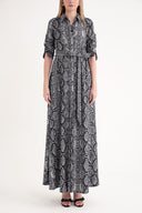 Python Loose-fitting belted long shirt dress 94685