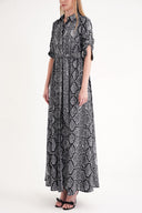 Python Loose-fitting belted long shirt dress 94685