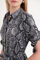 Python Loose-fitting belted long shirt dress 94685