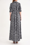 Python Loose-fitting belted long shirt dress 94685