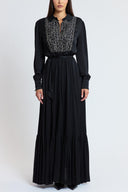 Black Long shirt dress with elasticated waist and lace detail 94687