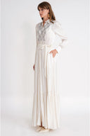 White Long shirt dress with elasticated waist and lace detail 94687