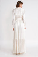 White Long shirt dress with elasticated waist and lace detail 94687