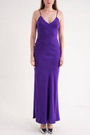 Purple Strappy, figure-hugging long satin dress 94689