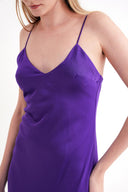 Purple Strappy, figure-hugging long satin dress 94689