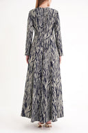 Patterned Long sleeve dress with waist fit 94690