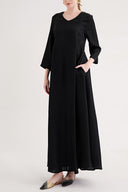 Black Loose-fitting belted dress 94697