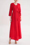 Red Loose-fitting belted dress 94697