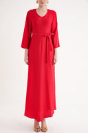 Red Loose-fitting belted dress 94697