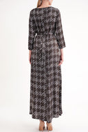 Brown Loose-fitting belted dress 94697