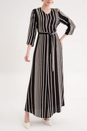 Striped Loose-fitting belted dress 94697