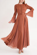 Cinnamon Fitted pleated long dress 94704