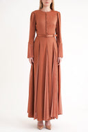 Cinnamon Fitted pleated long dress 94704