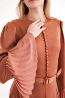 Cinnamon Fitted pleated long dress 94704