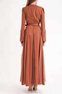 Cinnamon Fitted pleated long dress 94704