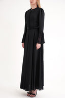 Black Fitted pleated long dress 94704