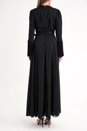 Black Fitted pleated long dress 94704
