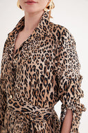 Pars Long leopard dress with pleats 94706