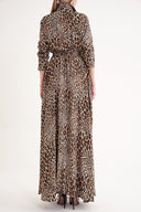 Pars Long leopard dress with pleats 94706