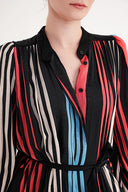 Striped Gathered long dress 94708