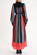 Striped Gathered long dress 94708