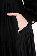 Black Black balloon sleeve shirred shirt dress 94686