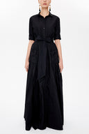 Black Pleated maxi taffeta dress 94703