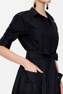 Black Pleated maxi taffeta dress 94703