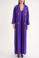 Purple Crystal Stone embroidered long sleeve caftan 94715