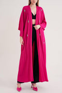 Fuchsia Crystal Stone embroidered long sleeve caftan 94715