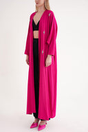 Fuchsia Crystal Stone embroidered long sleeve caftan 94715