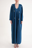 Oil Crystal Stone embroidered long sleeve caftan 94715