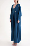 Oil Crystal Stone embroidered long sleeve caftan 94715