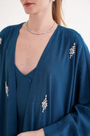 Oil Crystal Stone embroidered long sleeve caftan 94715